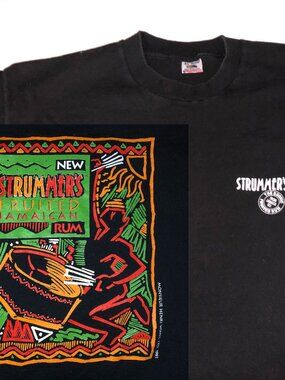 Vintage Strummer's Jamaican Rum Single Stich Reggae T-Shirt XL
